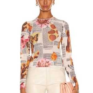 MIAOU long sleeve mesh print tee in Botany print